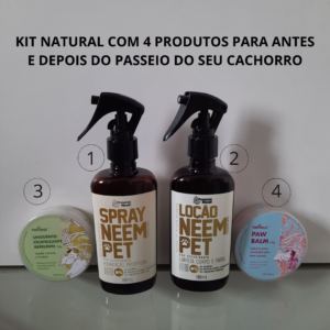 Kit Natural com 4 produtos para antes e depois do passeio do seu cachorro